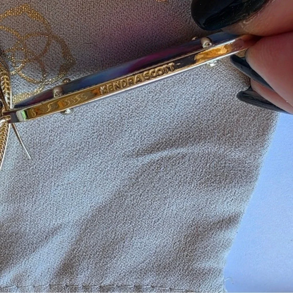 Kendra Scott Danielle‎ Gold Drop Earrings in Teal Tie Dye Illusion